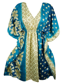  Stylish Blue Floral Kaftan, Recycle Silk Tunic Kaftan, Boho dress One size