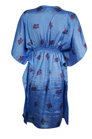 Stylish Tufts Blue Kaftan, Recycle Silk Tunic Kaftan, SML