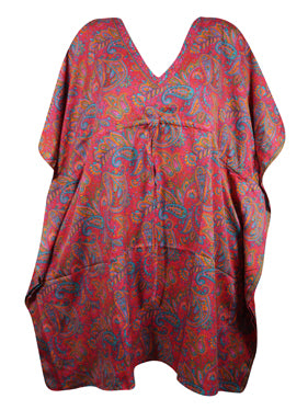 Coral Pink Beach Kaftan Dress Stylish Short Summer Caftan, Onesize