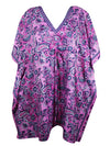 Purple Short Kaftan Dress Paisley Summer Caftan Dresses, Onesize