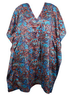 Boho Beach Short Kaftan Dress Summer Coverup Caftan Dresses, Onesize