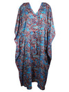 Stylish Maxi Kaftan Blue Floral Tunic Kaftan Boho beach Coverup dress, One size