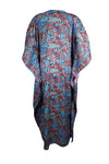 Stylish Maxi Kaftan Blue Floral Tunic Kaftan Boho beach Coverup dress, One size