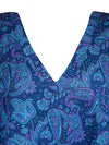 Women Maxi Kaftan Dark Blue Paisley Silk Tunic Kaftan, Boho Coverup Caftan, One size