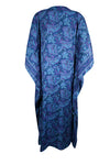 Women Maxi Kaftan Dark Blue Paisley Silk Tunic Kaftan, Boho Coverup Caftan, One size