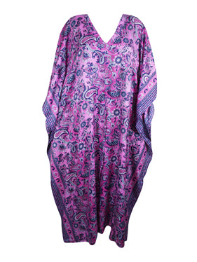 Women, Purple Long  Kaftan Dress, Paisley Summer Caftan Dresses, One size