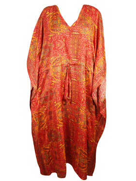 Women Orange Red Beach Kaftan Dress Stylish Long Summer Caftan, One size