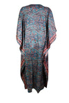 Stylish Maxi Kaftan Blue Floral Tunic Kaftan Boho beach Coverup dress, One size