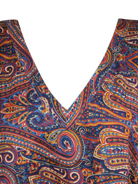 Stylish Maxi Kaftan Blue, Orange Floral Tunic Kaftan, Boho beach Coverup dress, One size