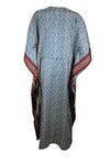 Stylish Maxi Kaftan Blue, Brown Floral Tunic Kaftan, Boho beach Coverup dress, One size