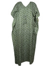 Women, Hunter Green Long Kaftan Dress, Leaf Summer Caftan Dresses, One size