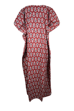 Women Red White Floral Beach Kaftan Dress Stylish Caftan, One size