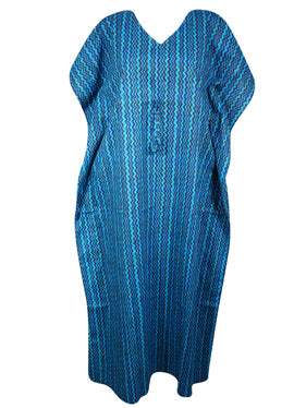 Stylish Maxi Kaftan Azure Blue Tunic Kaftan Boho beach Coverup dress, One size