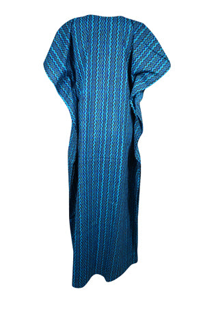 Stylish Maxi Kaftan Azure Blue Tunic Kaftan Boho beach Coverup dress, One size