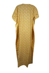 Women Yellow White Floral Beach Kaftan Dress Stylish Long Summer Caftan, One size