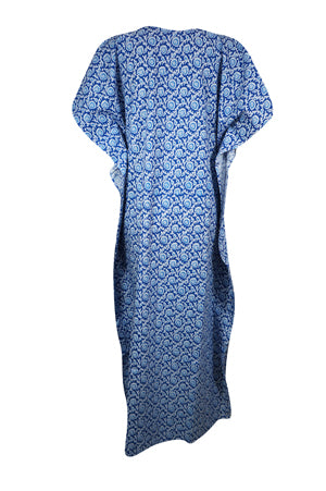 Stylish Maxi Kaftan Azure Blue Tunic Kaftan Boho beach Coverup dress, One size