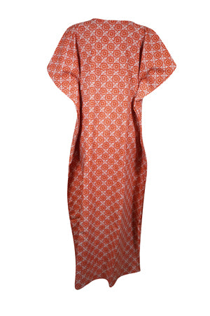 Women Orange Long Kaftan Dress Summer Caftan Dresses, One size