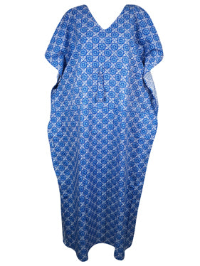 Stylish Maxi Kaftan Azure Blue Tunic Kaftan, Boho beach Coverup dress, One size