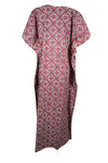 Women Red, White Floral Beach Kaftan Dress Stylish Long Summer Caftan, One size