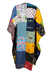 Maxi Floral Print Dress, Patchwork Cotton Beach Kimono Dresses L-3XL