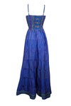 Womens Strappy Maxidress Blue Beach Long Flared Dress, S/M