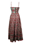 Womens Strappy Maxidress Red Floral Summer Long Dress, S/M