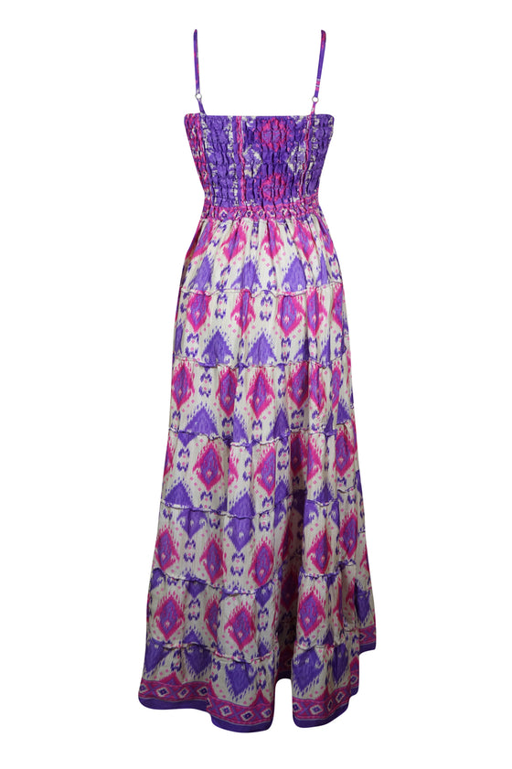 Womens Strappy Purple Pink Maxidress Summer Beach Dress, S/M