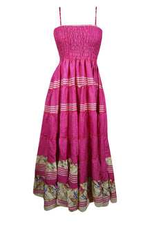  Womens Stylish Hot Pink Party Wear Maxidress Summer Beach Dress, S/M