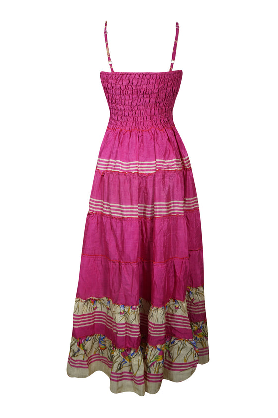 Womens Stylish Hot Pink Party Wear Maxidress Summer Beach Dress, S/M