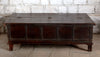 Antique Bridal Trunk Brass Patina Rustic Carved Blanket Chest Coffee Table