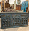 Antique Credenza Cabinet Vintage Blue Dresser Sideboard Buffet, 71x38