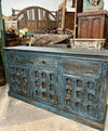 Antique Credenza Cabinet Vintage Blue Dresser Sideboard Buffet, 71x38