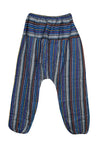 Harem Hippie Pant, Violet Purple Cotton Baggy Handmade Stripe Print Pants, S/M/L