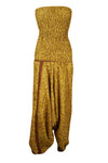 Boho Chic Women's Jumpsuit in Vibrant Honey Yellow Stylish Boho Dress M