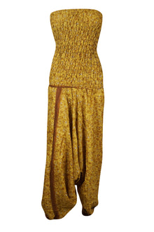  Boho Chic Women's Jumpsuit in Vibrant Honey Yellow Stylish Boho Dress M