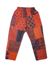 Boho Harem Pants Orange Patchwork  Stripe Hippie Cotton Pants S/M