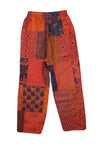 Boho Harem Pants Orange Patchwork  Stripe Hippie Cotton Pants S/M