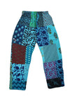 Boho Harem Pants Blue Patchwork Stripe Hippie Cotton Pants S/M