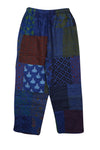 Boho Harem Pants Navy Blue Patchwork Stripe Hippie Cotton Pants S/M