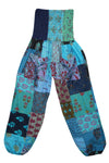 Blue Patchwork  Print Bohemian Pants, baggy pants, High Waist Pants S/M/L