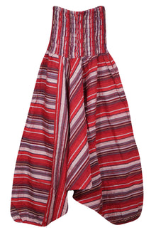   Red Stripe High-Waist Beach Cover Up Cotton Patchwork Boho Yoga Pants S/M/L