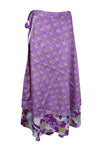 Women Purple Floral Printed Silk sari wrap skirt Gift One size