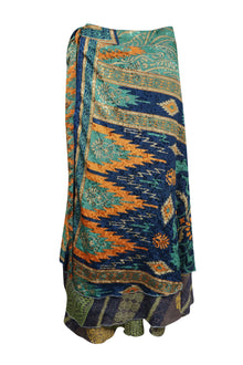  Boho Wrap skirt, Pine Green Paisley Layers Wrap Skirts One Size