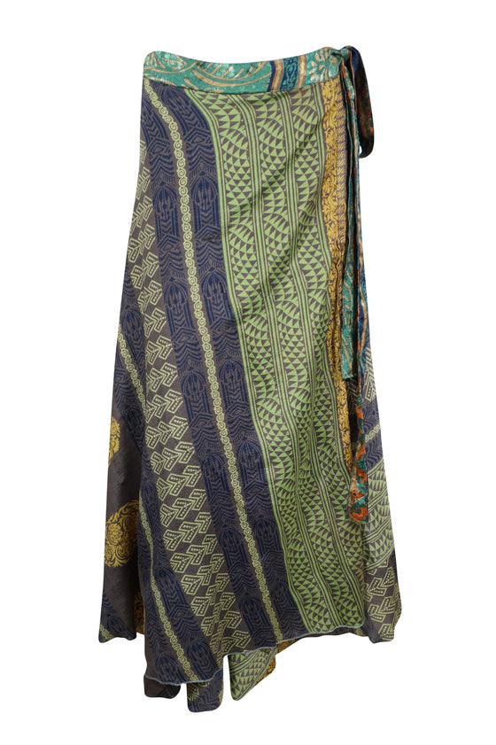 Boho Wrap skirt, Pine Green Paisley Layers Wrap Skirts One Size