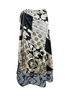  Boho Wrap skirt, Black, White Floral Layers Wrap Skirts One Size