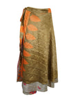 Boho Wrap skirt, Olive Green Paisley Layers Wrap Skirts One Size