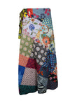 Wrap Around Skirts, Blue Multi Patchwork Boho Fashion One Size