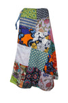 Wrap Around Skirts, Blue Multi Floral Patchwork Boho Fashion One Size