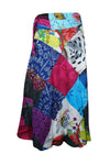 Womens Wrap Around Skirts , Blue Pink Patchwork Boho Fashion One Size