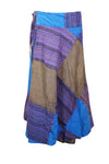 Wrap Around Skirts Cotton Blue, Purple  Patchwork Midi Skirts One size